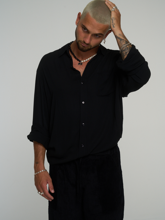 VERONA LONG SLEEVE SHIRT | BAMBOO | BLACK