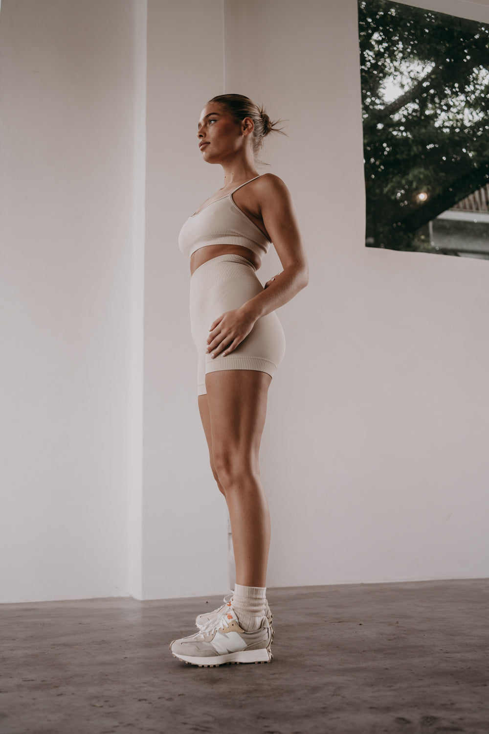 Bike short in cream